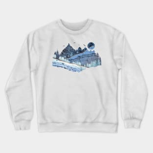 The Blue Marble Mountains by Winter Crewneck Sweatshirt